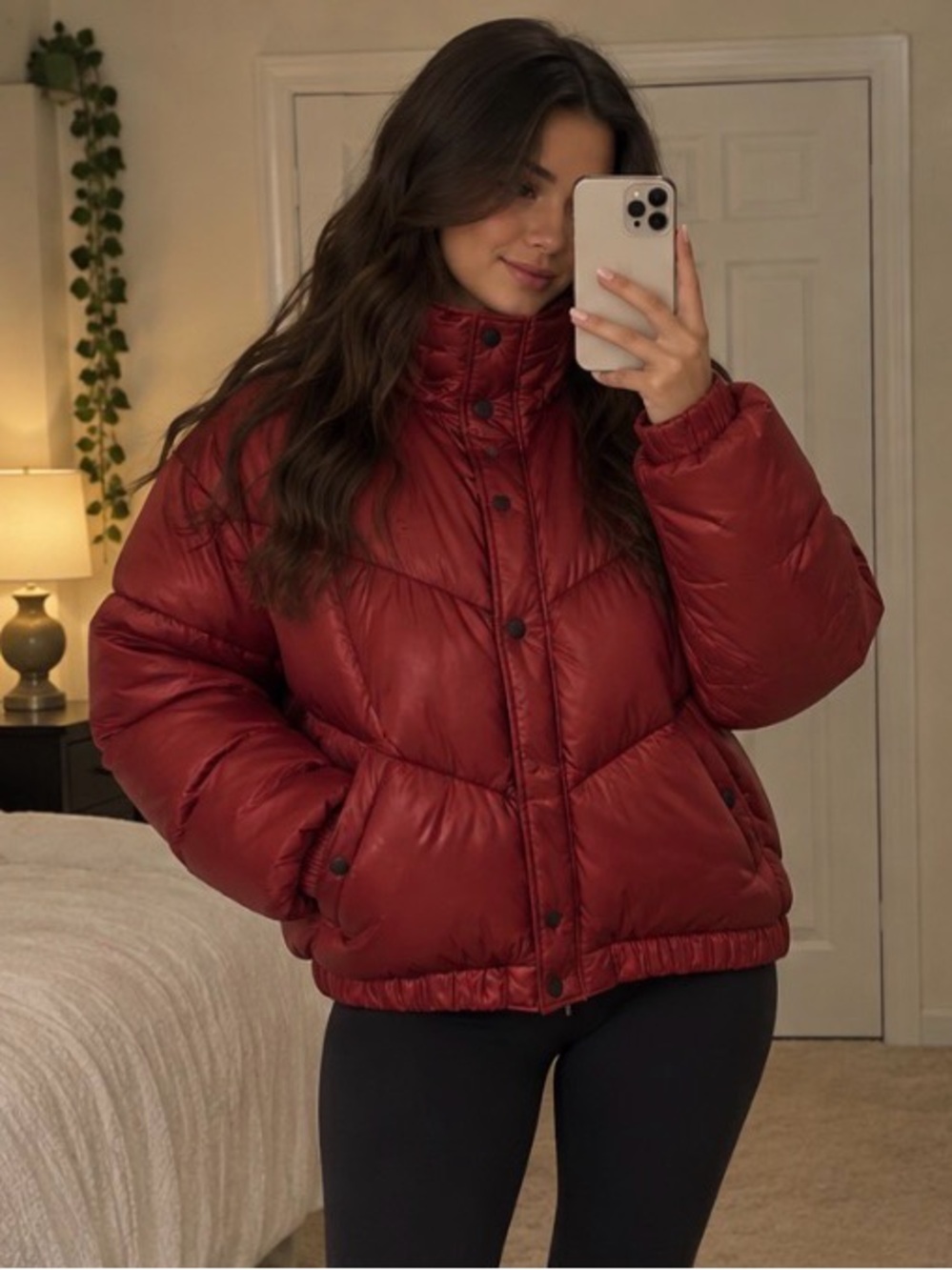 Women’s Red Quilted Puffer Jacket - Short Insulated Coat